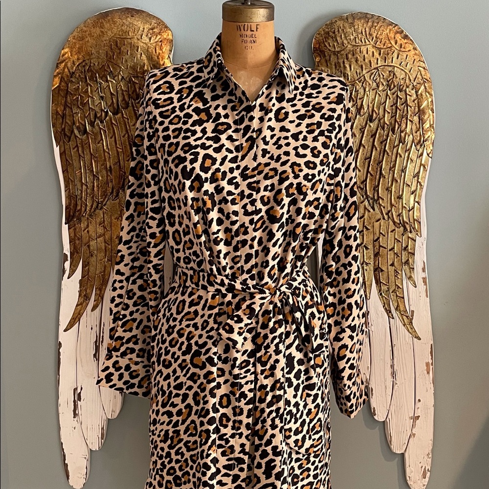 SCOOP Leopard Print Belted Dress